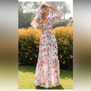 Vici Floral Cutout Maxi Dress Size L